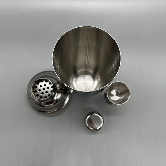 24 Oz Cocktail Shaker Jigger Strainer Stainless Steel 4 Pc Set Cresimo - Picture 4 of 6